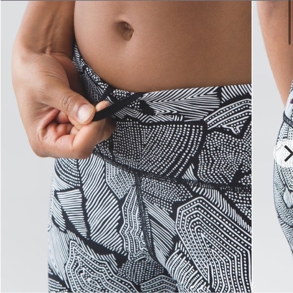 Lululemon Pace Rival Crop Full On Luxtreme Dottie Tribe White Black Leggings 4 - Picture 3 of 13